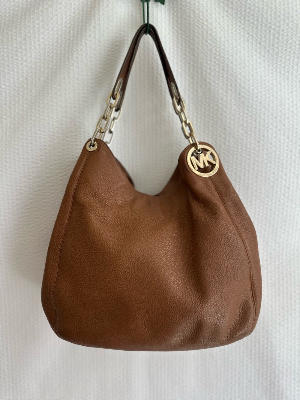 Michael Kors Chestnut Pebbled Leather Shoulder Hobo with Gold Hardware